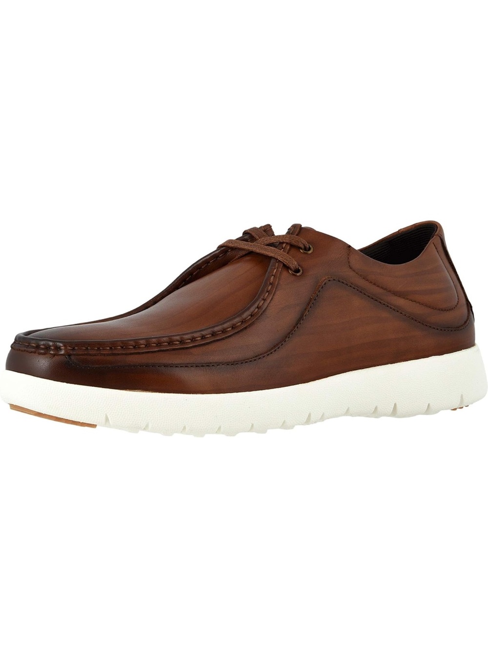⚡️Like-New⚡️Stacy Adams Brown Leather Slip-On Lace Detail with White Sole